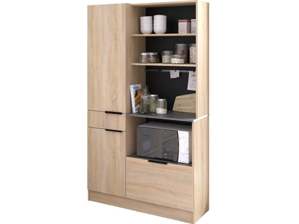 Parisot Buffet Fumay 3 - Küchenbuffet Set -Buffet,Insel & Rollschrank in Eiche & Betonoptik