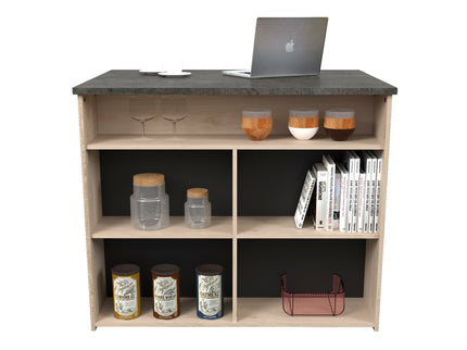 Parisot Buffet Fumay 3 - Küchenbuffet Set -Buffet,Insel & Rollschrank in Eiche & Betonoptik