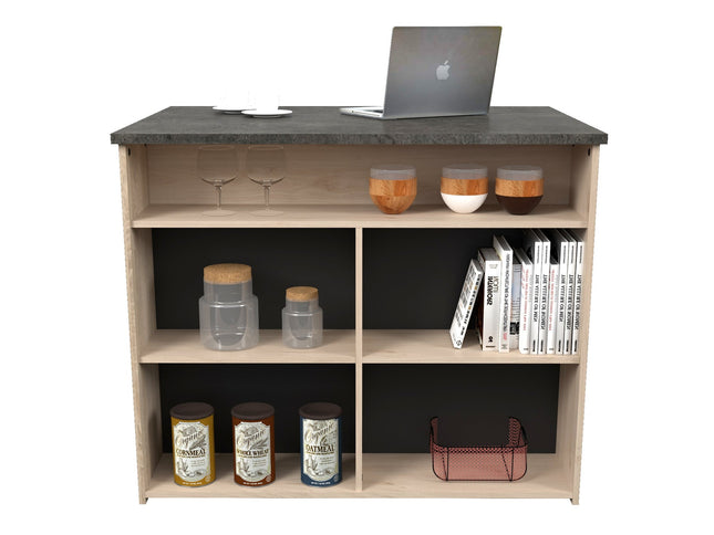 Parisot Buffet Fumay 3 - Küchenbuffet Set -Buffet,Insel & Rollschrank in Eiche & Betonoptik