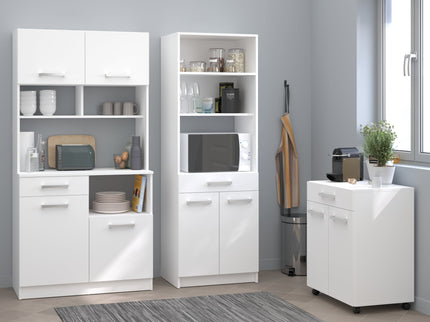 Parisot Buffet Uno 4 - Weißes Küchenbuffet Set mit Schubkästen und Türen für praktischen Stauraum