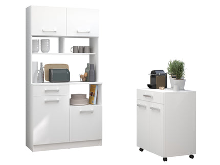 Parisot Buffet Uno 2 - Weißes Küchenbuffet Set mit Schubkästen und Türen für praktischen Stauraum