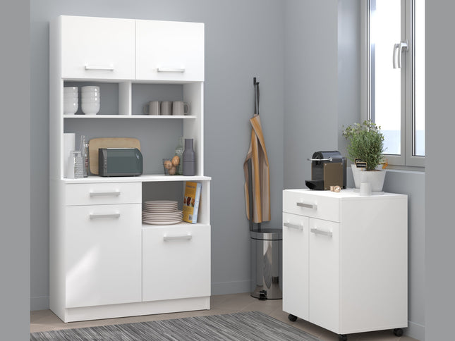 Parisot Buffet Uno 2 - Weißes Küchenbuffet Set mit Schubkästen und Türen für praktischen Stauraum