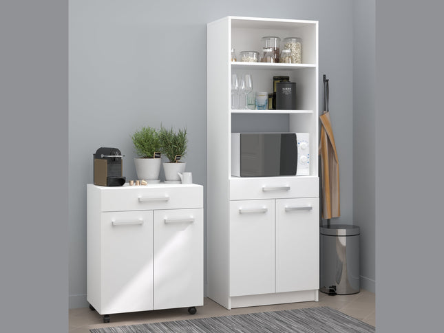 Parisot Buffet Uno 1 - Weißes Küchenbuffet Set mit Schubkästen und Türen für praktischen Stauraum