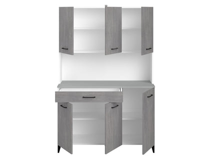 Parisot Buffet Malice 4 - Küchenbuffet in Weiß & Betonoptik mit Insel & Schrank