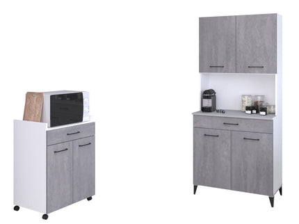 Parisot Buffet Malice 1 - Buffet Set in Weiß & Betonoptik mit Schrank