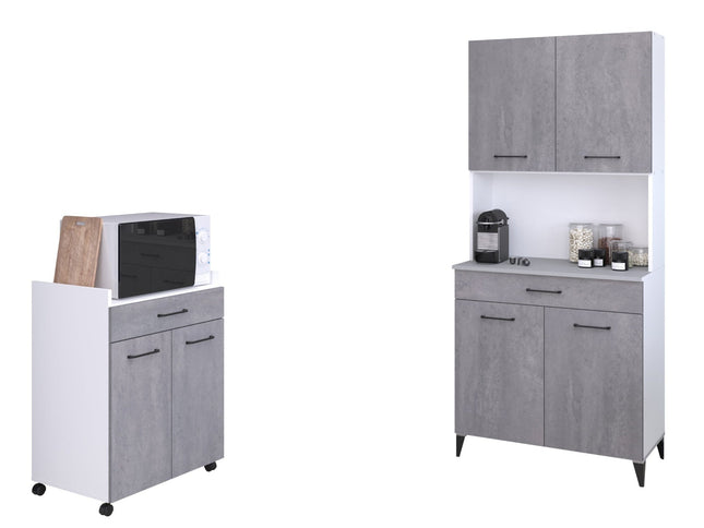 Parisot Buffet Malice 1 - Buffet Set in Weiß & Betonoptik mit Schrank