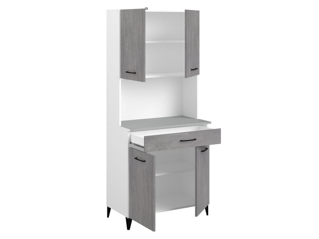 Parisot Buffet Malice 3 - Küchenbuffet Set in Weiß & Betonoptik mit Insel & Schrank