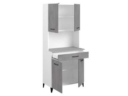 Parisot Buffet Malice 5 - Küchenbuffet Set in Weiß & Betonoptik mit Insel & Schränken