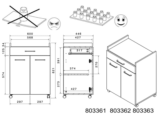 Parisot Buffet Malice 2 - Buffet Set in Weiß & Betonoptik mit Schrank