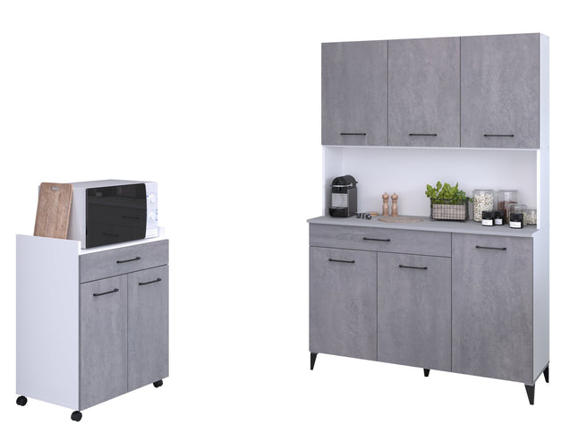 Parisot Buffet Malice 2 - Buffet Set in Weiß & Betonoptik mit Schrank