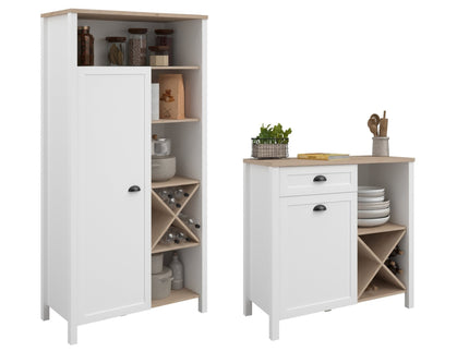 Parisot Buffet Cottage 1 - Küchenbuffet & Beistellschrank in Weiß / Eiche