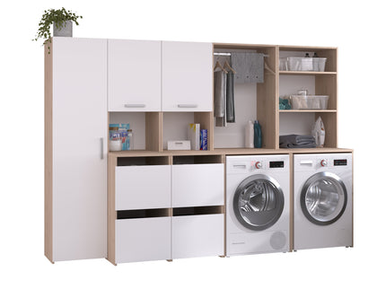 Parisot Laundry 1 Waschmaschinenumbauschrank Set - Weiß & Eiche für Hauswirtschaftsraum