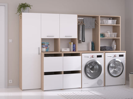 Parisot Laundry 1 Waschmaschinenumbauschrank Set - Weiß & Eiche für Hauswirtschaftsraum