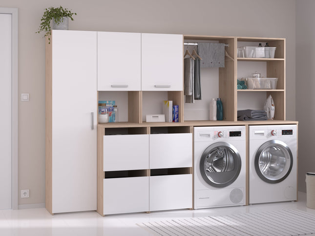 Parisot Laundry 1 Waschmaschinenumbauschrank Set - Weiß & Eiche für Hauswirtschaftsraum