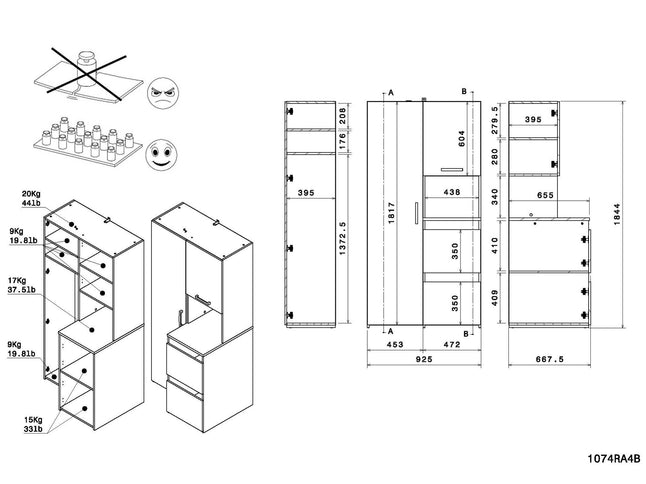 Parisot Laundry 2 Waschmaschinenumbauschrank Set - Weiß & Eiche für Hauswirtschaftsraum