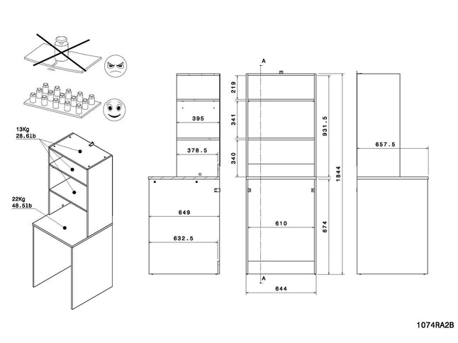 Parisot Laundry 3 Waschmaschinenumbauschrank Set - Weiß & Eiche für Waschküche & Hauswirtschaftsraum