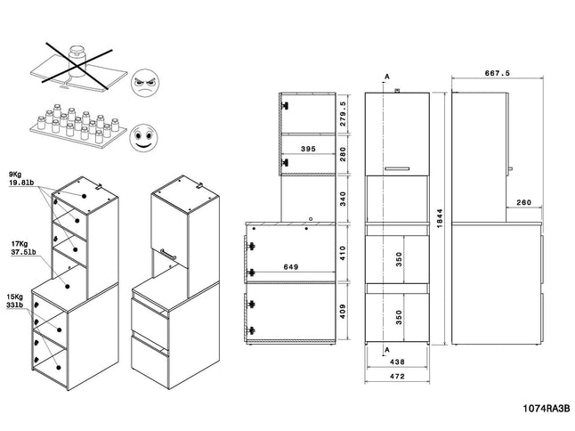 Parisot Laundry 3 Waschmaschinenumbauschrank Set - Weiß & Eiche für Waschküche & Hauswirtschaftsraum