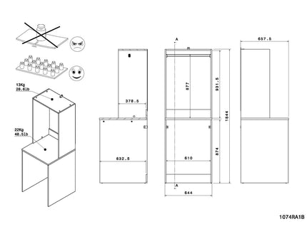 Parisot Laundry 4 Waschmaschinenumbauschrank Set - Weiß & Eiche für Waschküche & Hauswirtschaftsraum