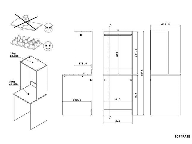 Parisot Laundry 4 Waschmaschinenumbauschrank Set - Weiß & Eiche für Waschküche & Hauswirtschaftsraum