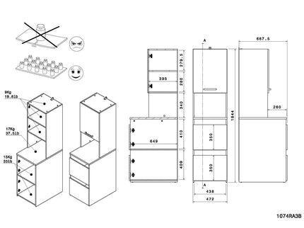 Parisot Laundry 4 Waschmaschinenumbauschrank Set - Weiß & Eiche für Waschküche & Hauswirtschaftsraum