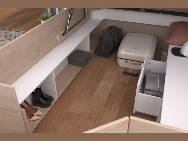 Parisot Stauraumbett Travel 2 - 140x200 – Stauraumbett in Eiche/Schwarz