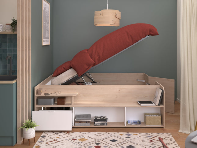 Parisot Stauraumbett Travel 2 - 140x200 – Stauraumbett in Eiche/Schwarz