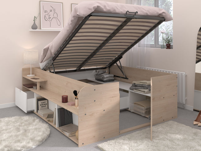 Parisot Stauraumbett Travel 2 - 140x200 – Stauraumbett in Eiche/Schwarz