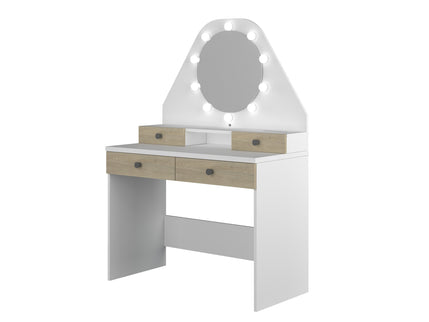 Schminktisch mit LED-Spiegel Trasman Star – Weiß/Eiche Natur