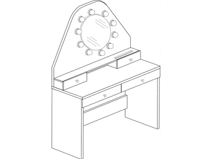 Schminktisch mit LED-Spiegel Trasman Star – Weiß/Altrosa
