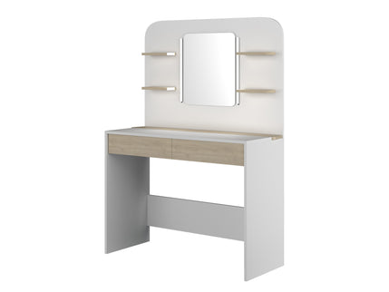 Schminktisch mit LED & Geheimfächern Trasman Secret – Weiß/Eiche Natur