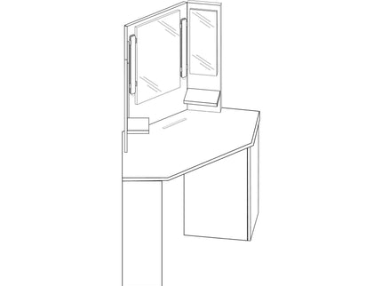 Eck-Schminktisch mit LED & Dreifachspiegel Trasman Chic – Weiß/Grau