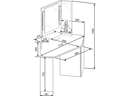 Eck-Schminktisch mit LED & Dreifachspiegel Trasman Chic – Weiß/Eiche Natur
