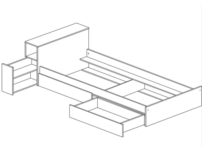 Kompaktbett mit Stauraum & Schubladen Trasman Jazz – 90x200 cm - Cascina/Altrosa