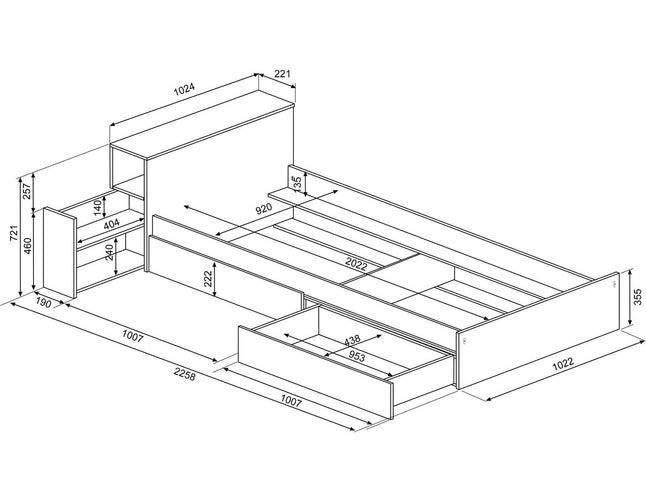 Kompaktbett mit Stauraum & Schubladen Trasman Jazz – 90x200 cm - Cascina/Altrosa