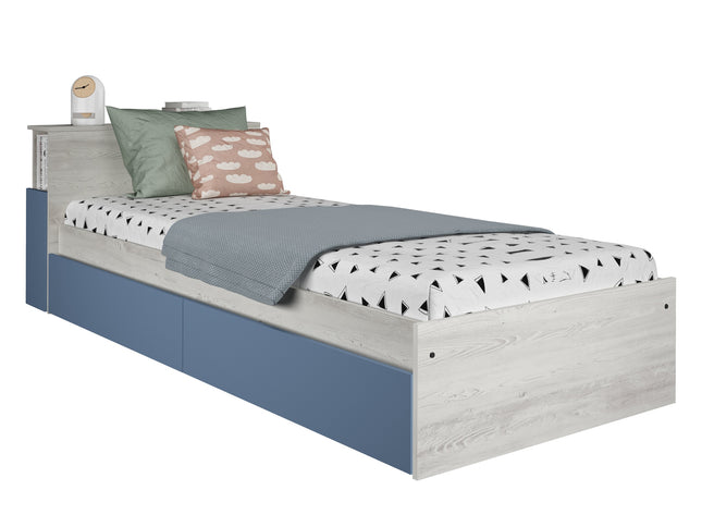 Kompaktbett mit Stauraum & Schubladen Trasman Jazz – 90x200 cm - Cascina/Rauchblau
