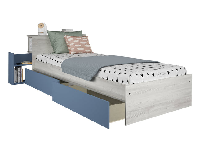 Kompaktbett mit Stauraum & Schubladen Trasman Jazz – 90x200 cm - Cascina/Rauchblau