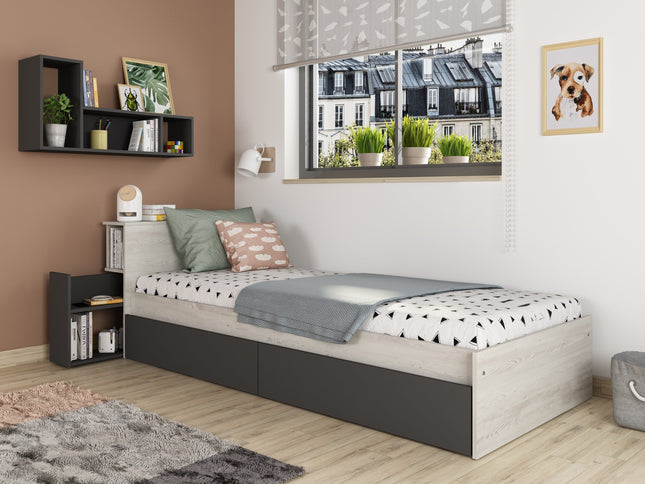 Kompaktbett mit Stauraum & Schubladen Trasman Jazz – 90x200 cm - Cascina/Grau