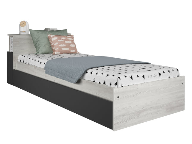 Kompaktbett mit Stauraum & Schubladen Trasman Jazz – 90x200 cm - Cascina/Grau