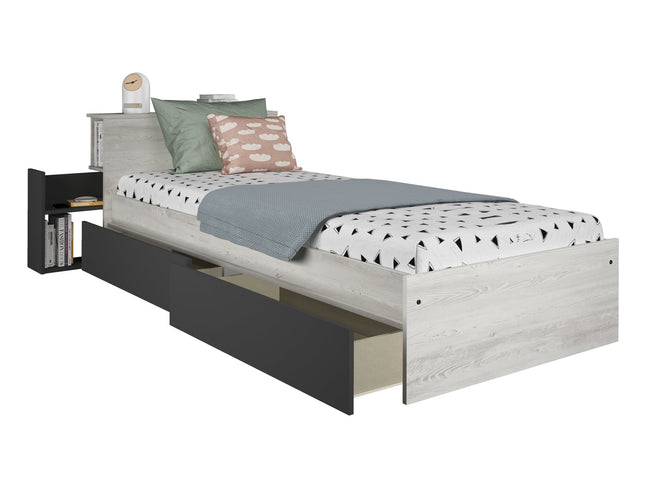 Kompaktbett mit Stauraum & Schubladen Trasman Jazz – 90x200 cm - Cascina/Grau