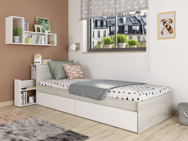 Kompaktbett mit Stauraum & Schubladen Trasman Jazz – 90x200 cm - Cascina/Weiß