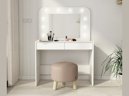 Schminktisch mit LED & Spiegel Trasman Hollywood – Weiß