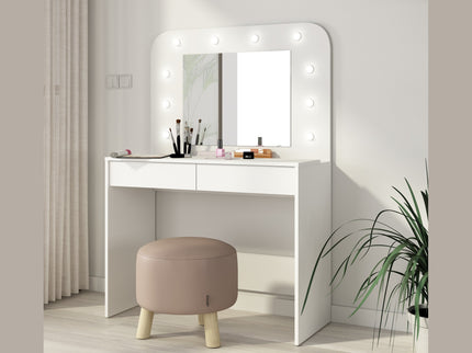 Schminktisch mit LED & Spiegel Trasman Hollywood – Weiß