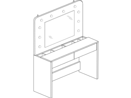 Schminktisch mit LED & Spiegel Trasman Hollywood – Weiß