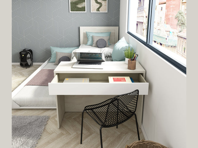 Kompaktbett mit Schreibtisch & Ausziehbett Trasman Shipley – 90x200 cm - Weiß/Cascina