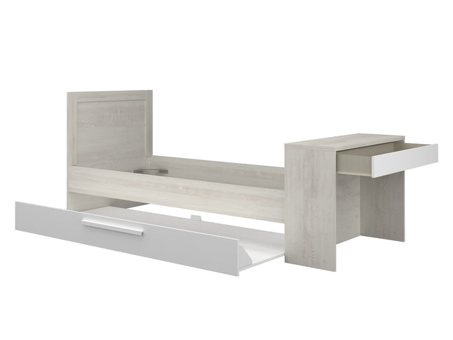 Kompaktbett mit Schreibtisch & Ausziehbett Trasman Shipley – 90x200 cm - Weiß/Cascina