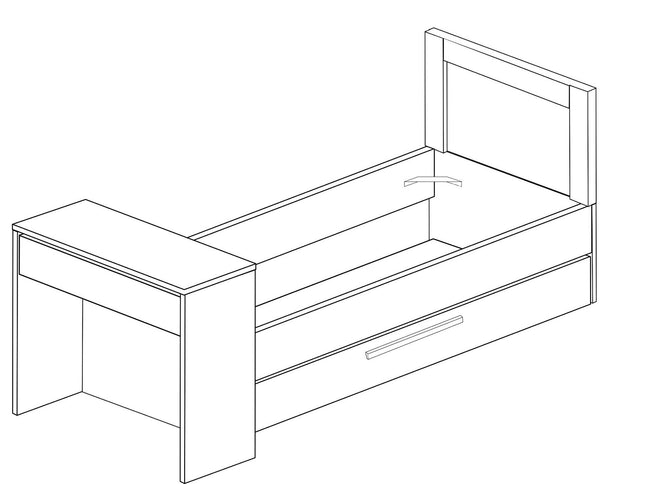 Kompaktbett mit Schreibtisch & Ausziehbett Trasman Shipley – 90x200 cm - Weiß/Cascina