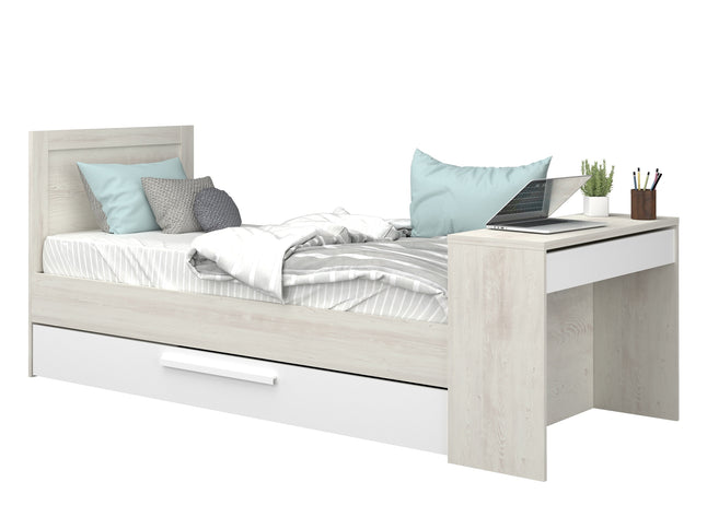 Kompaktbett mit Schreibtisch & Ausziehbett Trasman Shipley – 90x200 cm - Weiß/Cascina