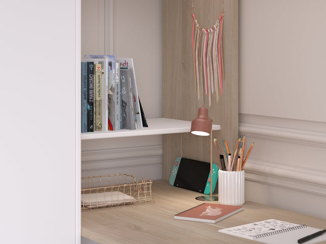 Parisot Eck-Hochbett Alex mit zwei Liegeflächen 90x200 und 2 integrierten Schreibtischen