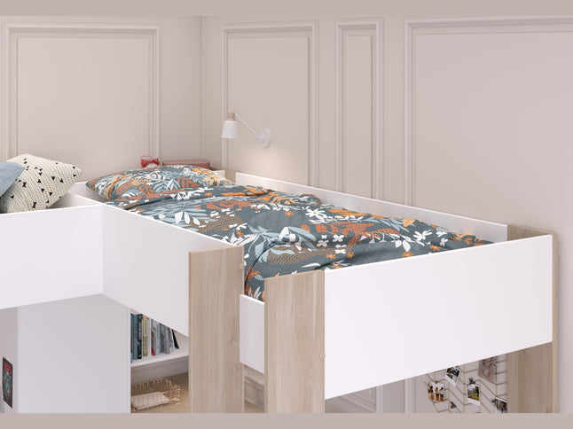 Parisot Eck-Hochbett Alex mit zwei Liegeflächen 90x200 und 2 integrierten Schreibtischen