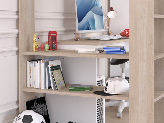 Parisot Eck-Hochbett Alex mit zwei Liegeflächen 90x200 und 2 integrierten Schreibtischen